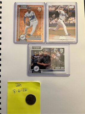 Topps Dodgers Shohei Ohtani Card Trio - Orange/White/Black Accents